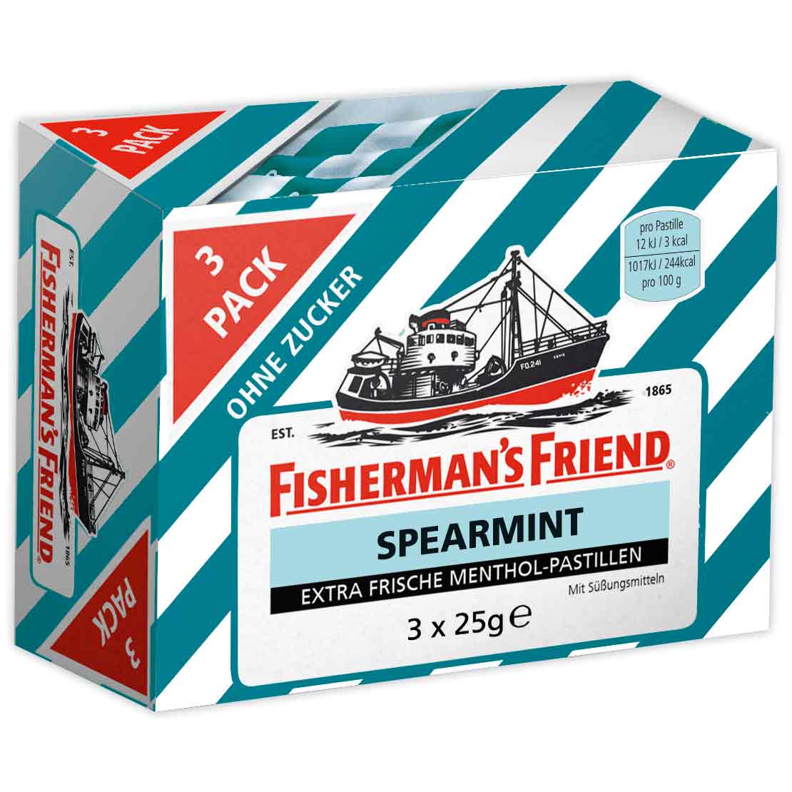 Fisherman's Friend Spearmint ohne Zucker 3x25g