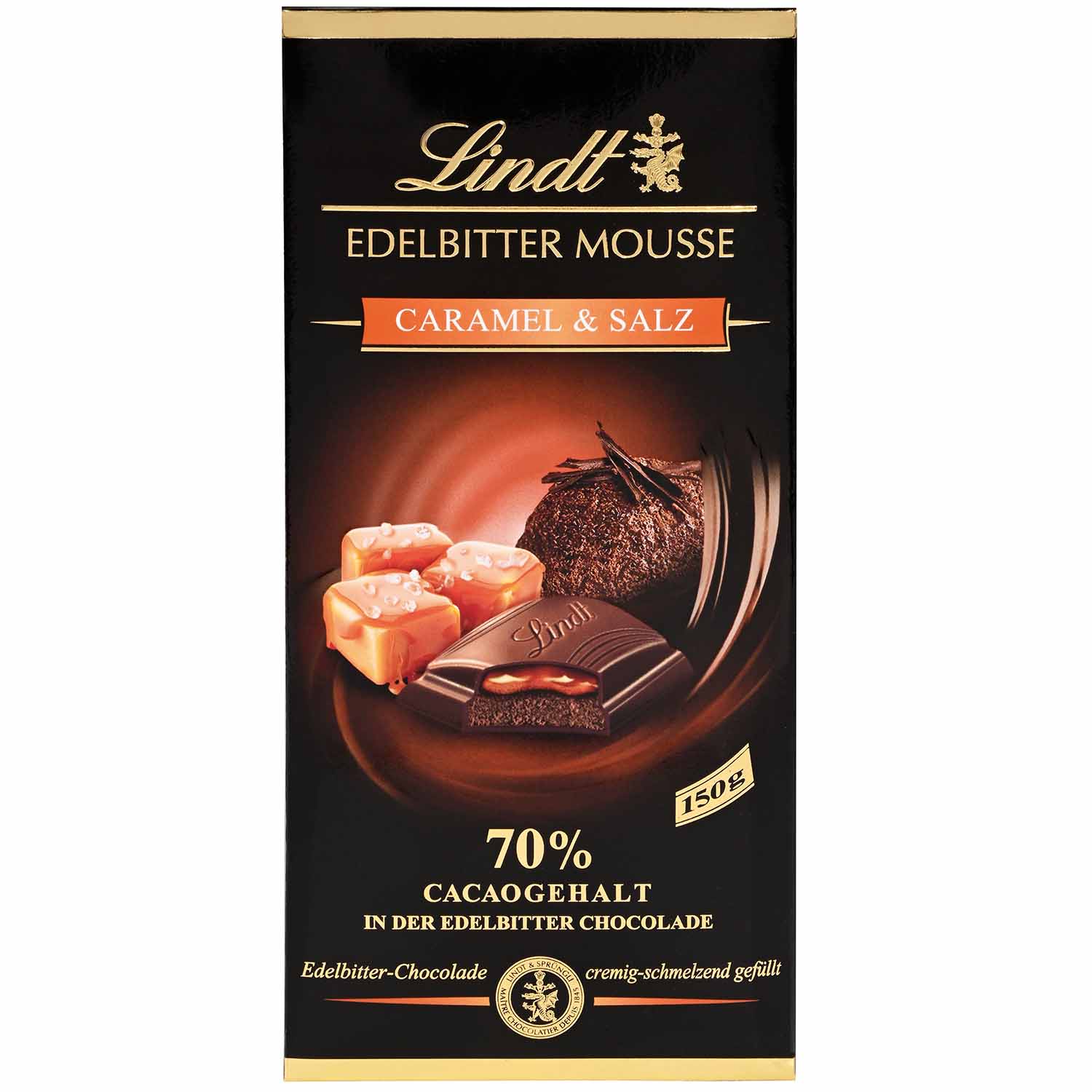 Lindt Edelbitter Mousse Caramel & Salz Tafel 150g