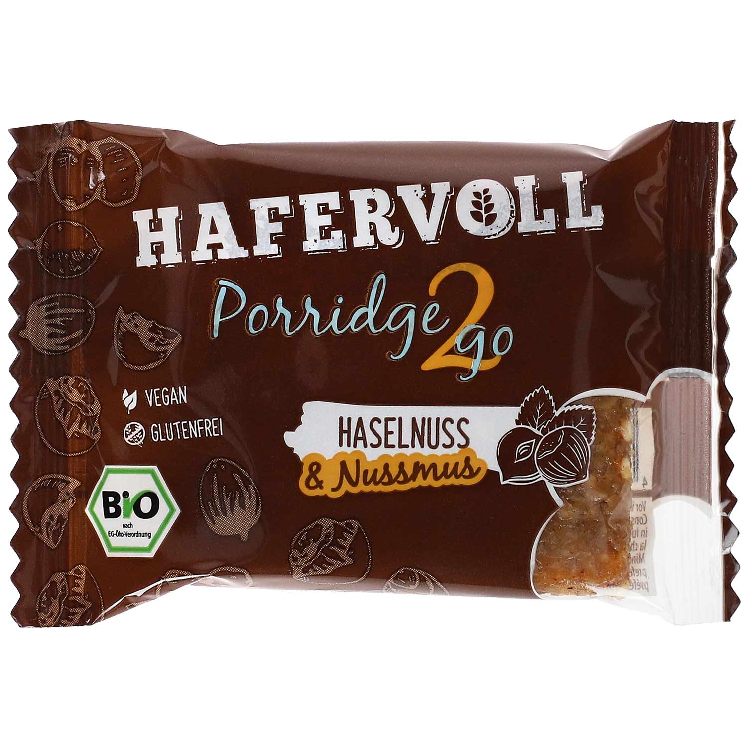 Hafervoll Porridge2go Haselnuss & Nussmus Bio 55g