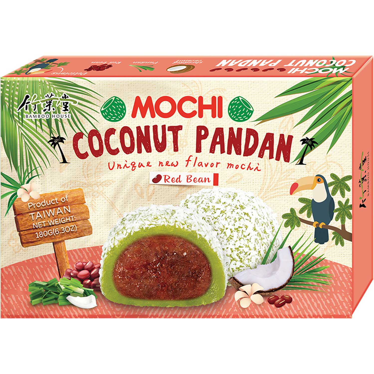 Bamboo House Mochi Coconut Pandan Red Bean 180g