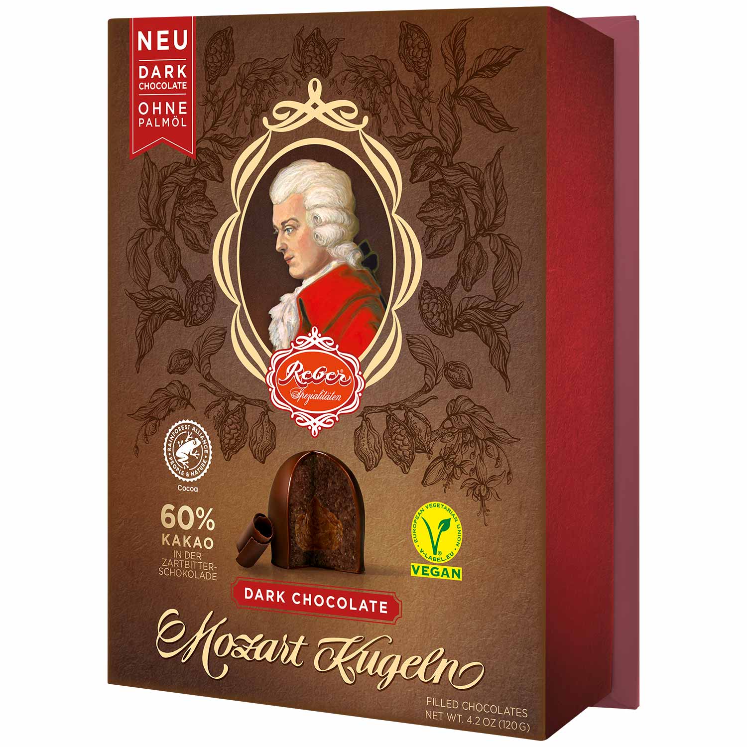 Reber Mozart Kugeln Dark Chocolate Vegan 6er