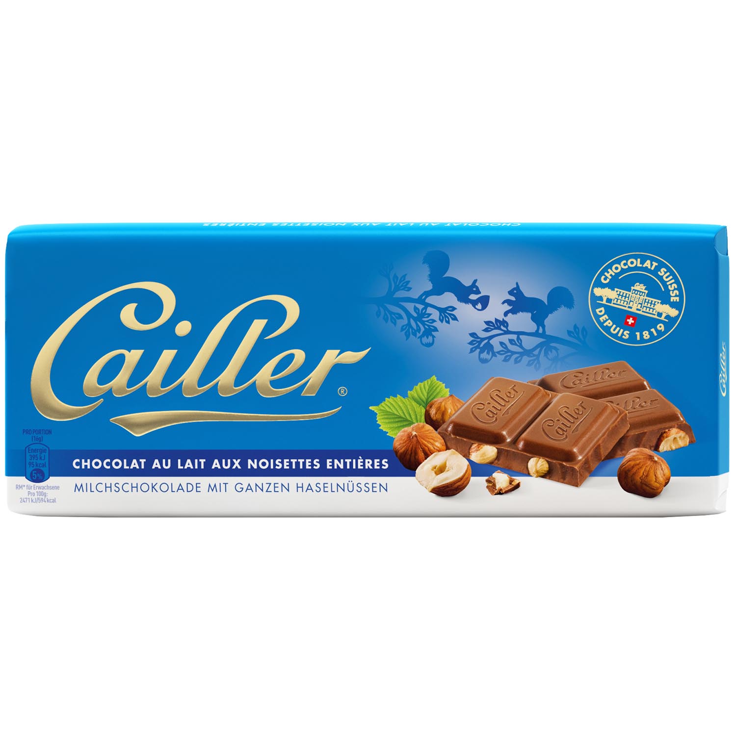 Cailler Milchschokolade Ganze Haselnüsse 100g