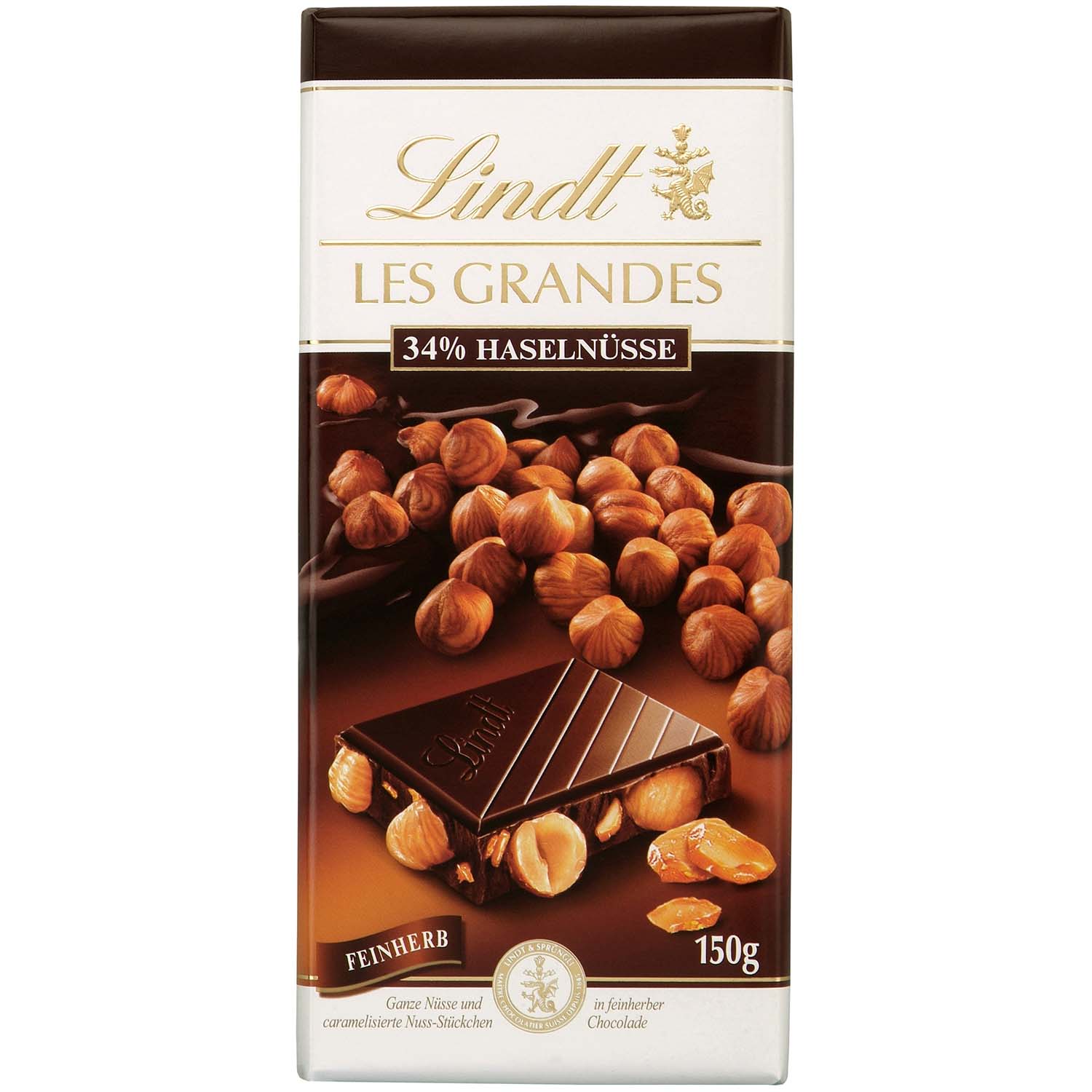Lindt Les Grandes 34% Haselnüsse Feinherb Tafel 150g