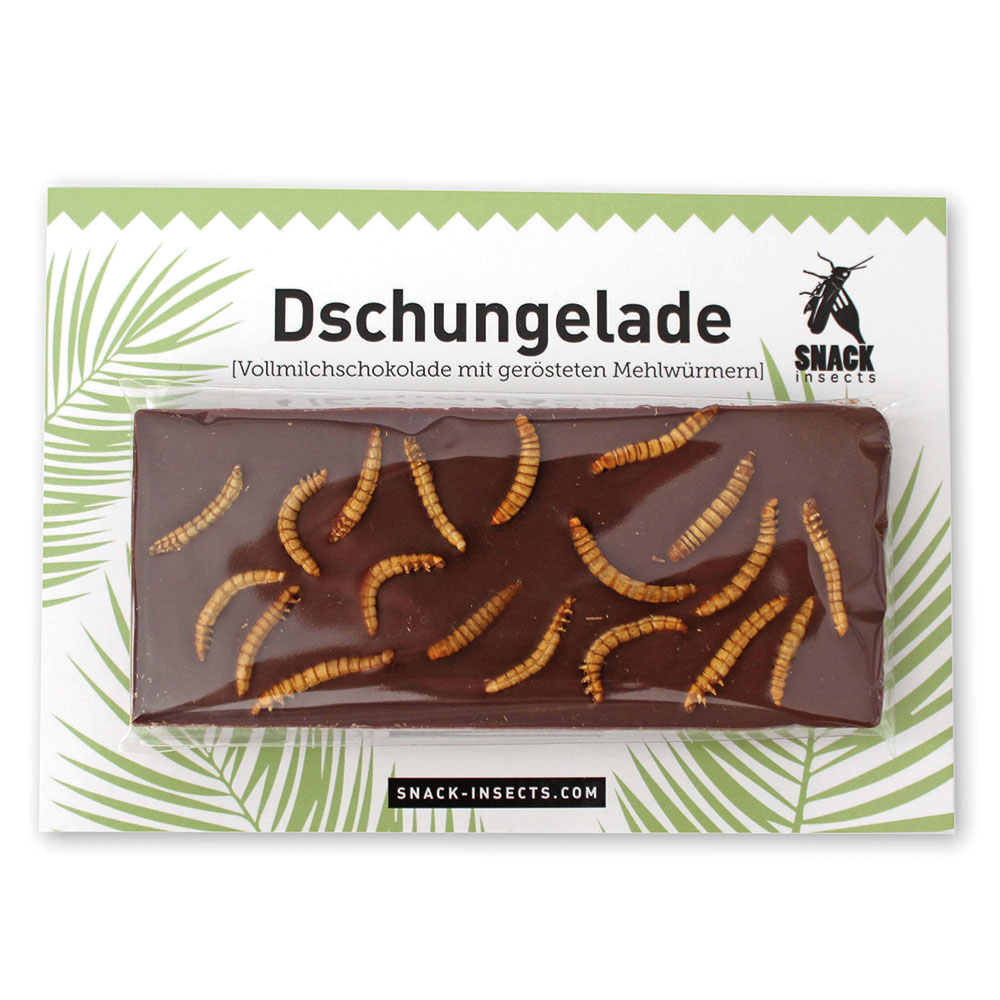 Snack-Insects Dschungelade Vollmilchtafel mit Mehlwürmern 50g