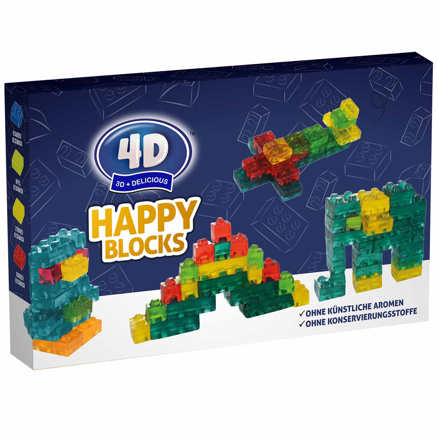 4D 3D+Delicious Happy Blocks Fruchtgummi 100g