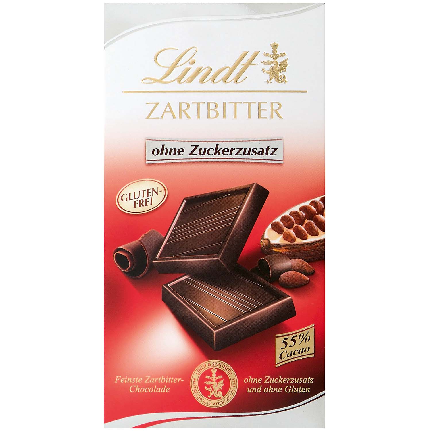 Lindt Zartbitter ohne Zuckerzusatz Tafel 100g