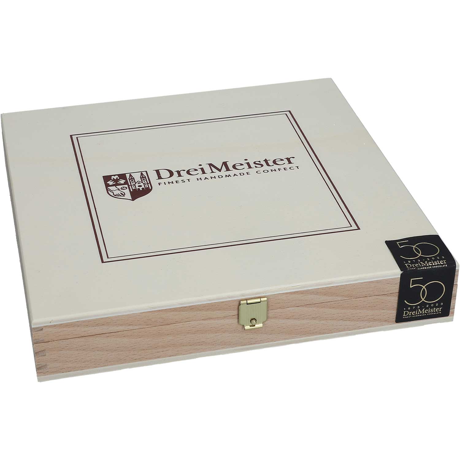 DreiMeister Große Holzkiste mit Pralinen & Trüffelmischung 430g
