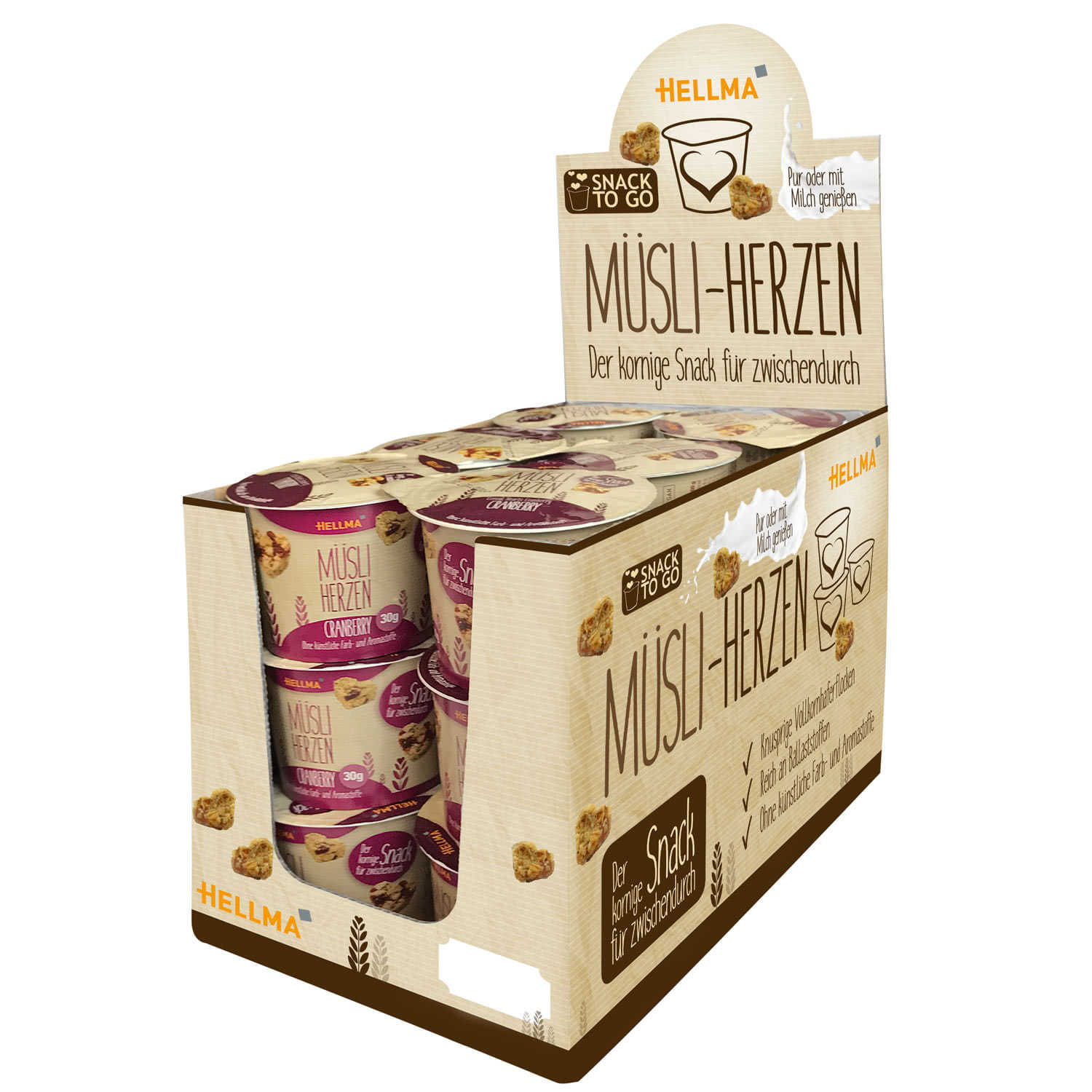 Hellma Müsli Herzen Cranberry 18x30g