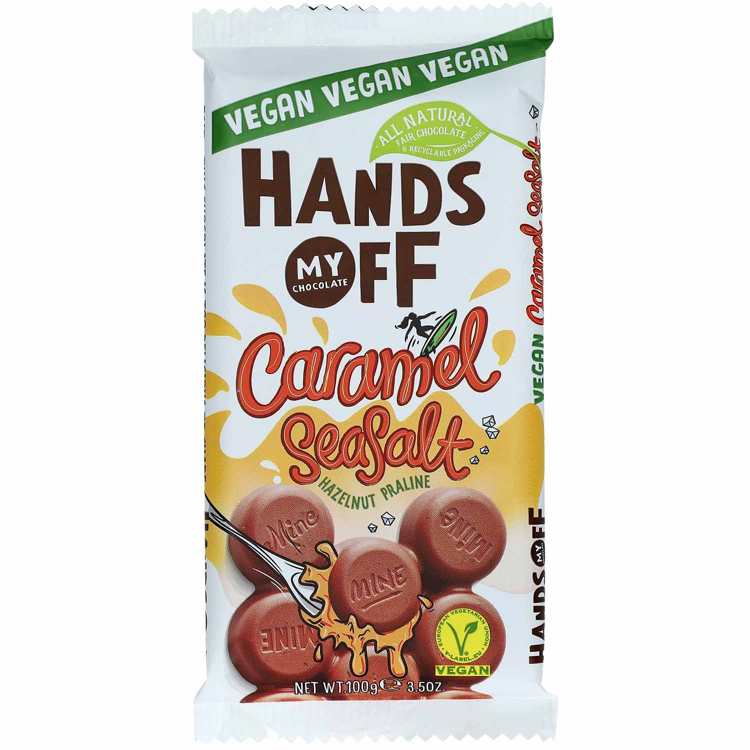 Hands Off My Chocolate Caramel Seasalt Hazelnut Praline Vegan 100g