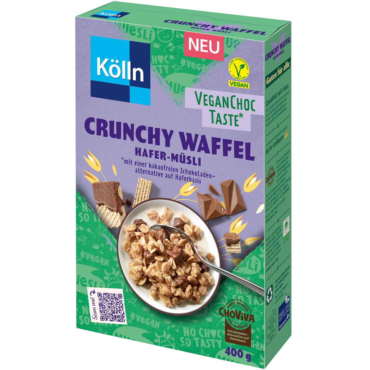 Kölln Hafer-Müsli Crunchy Waffel VeganChoc Taste 400g