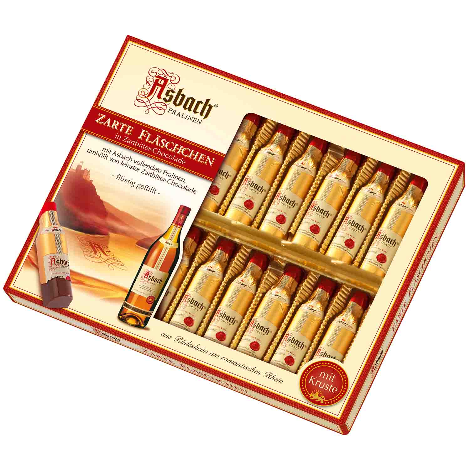 Asbach Pralinen Zarte Fläschchen mit Kruste 250g