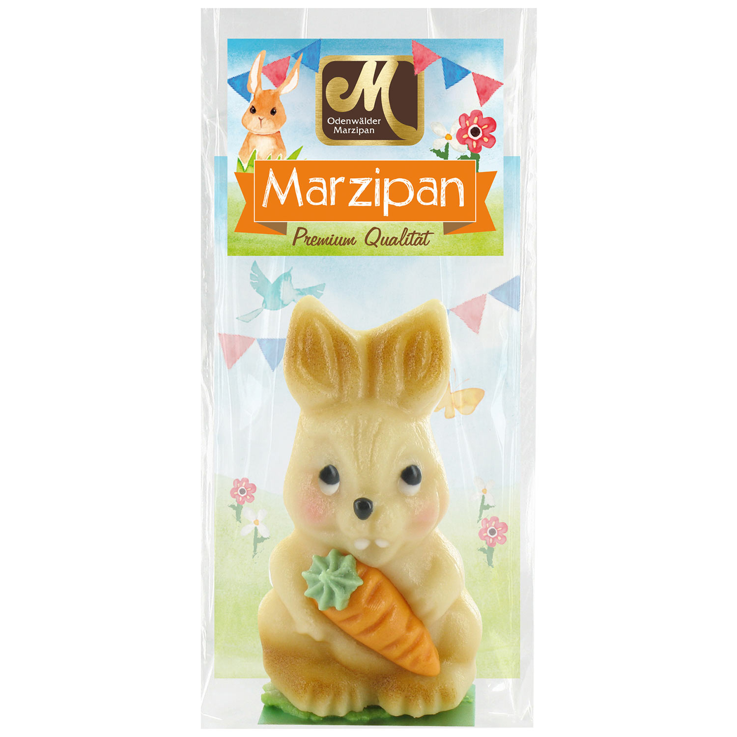 Odenwälder Edelmarzipan 'Hase flach mit Karotte' 70g