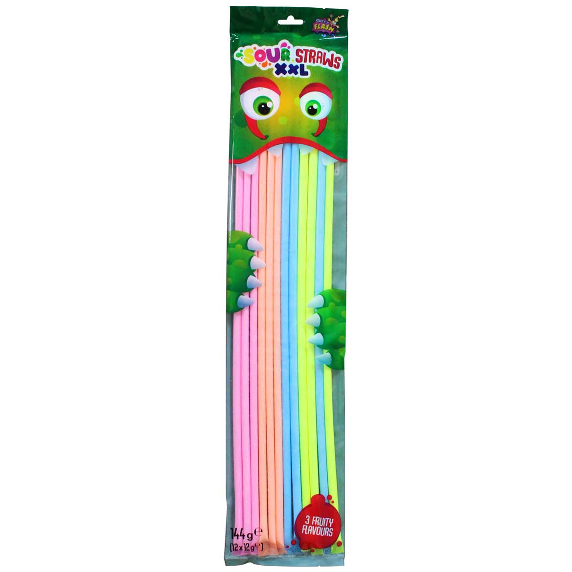 Sweet Flash Sour Straws XXL Schleckpulverstangen 12er