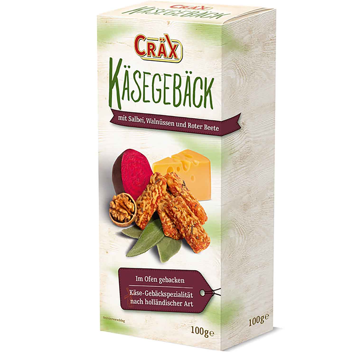 Cräx Käsegebäck Salbei, Walnüsse, Rote Beete 100g