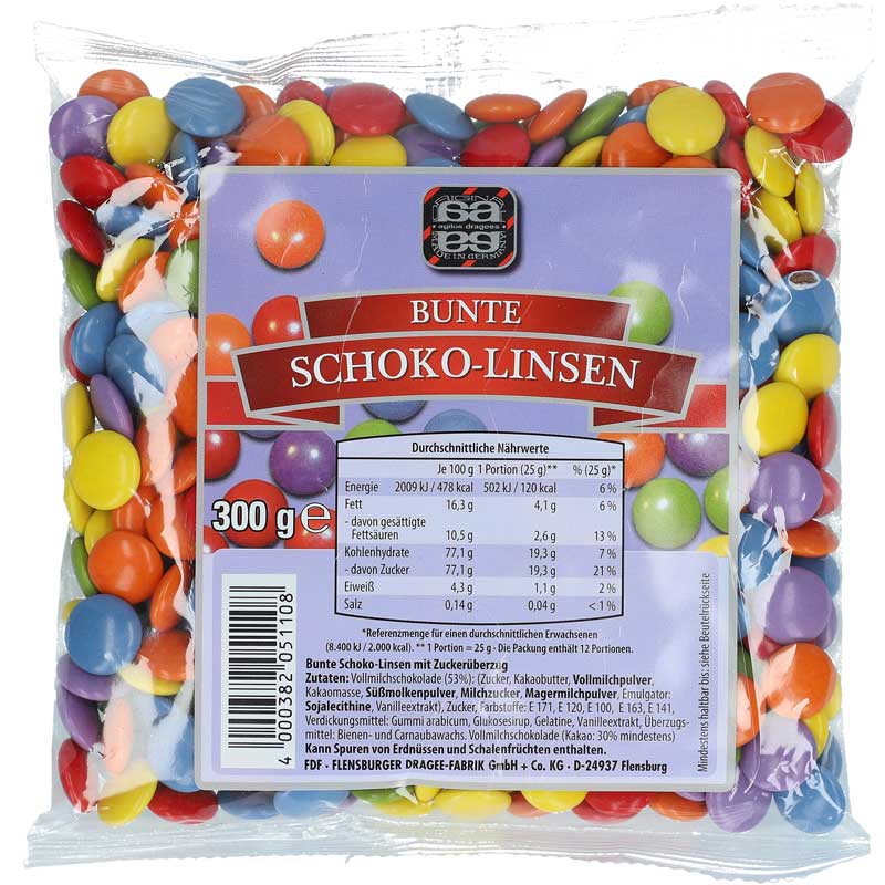 agilus dragees Bunte Schoko-Linsen 300g