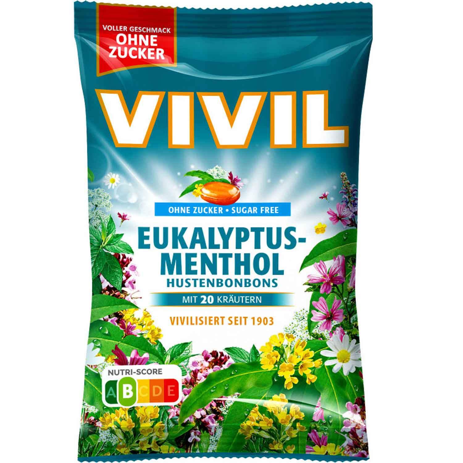 Vivil Hustenbonbons Eukalyptus-Menthol ohne Zucker 120g
