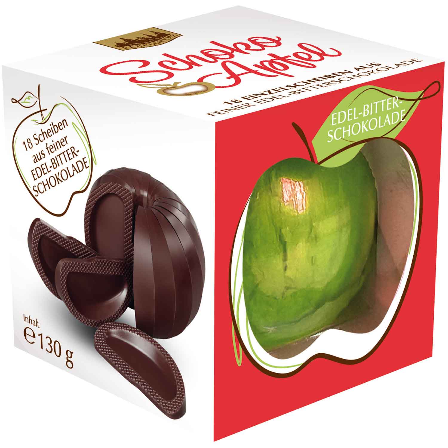 Argenta Schoko Apfel Edel-Bitterschokolade 130g