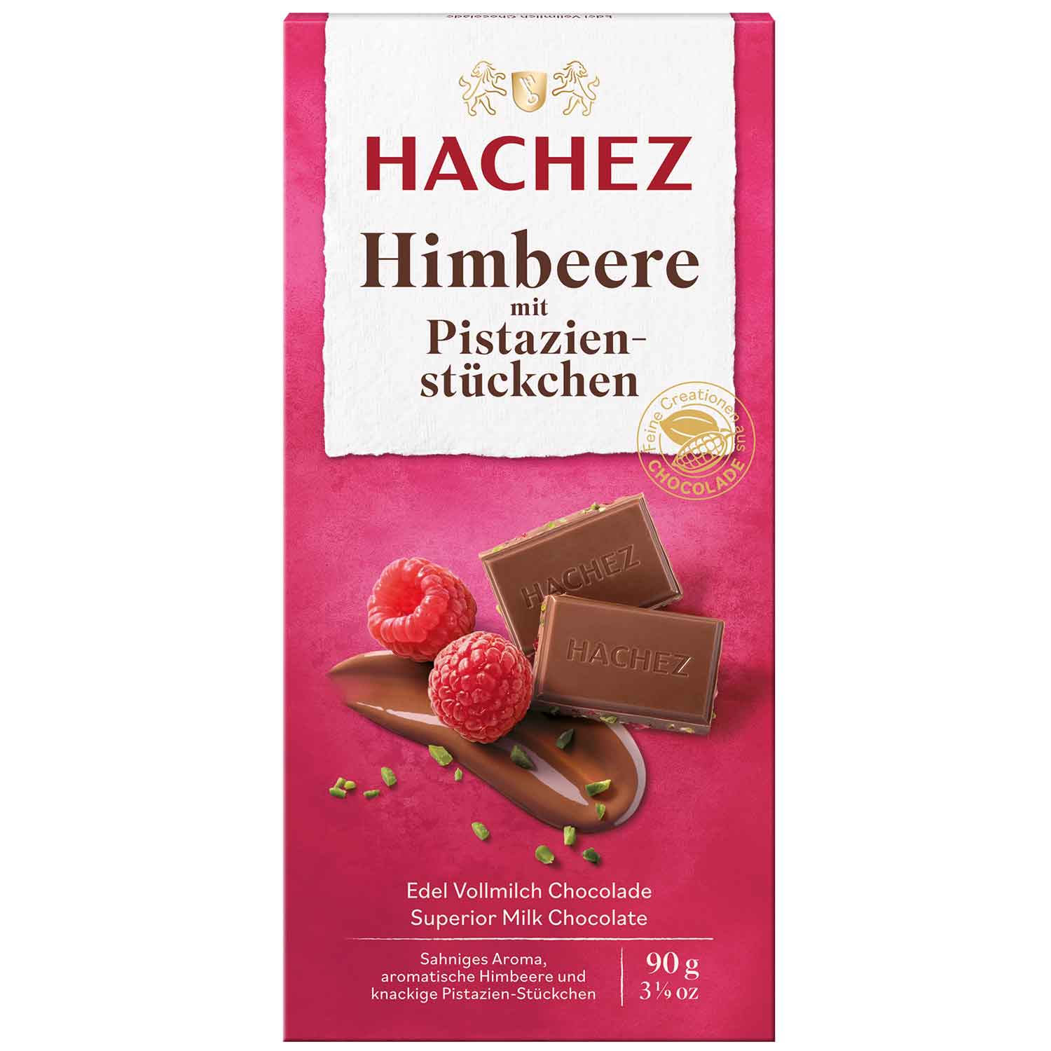 Hachez Himbeere mit Pistazienstückchen 90g