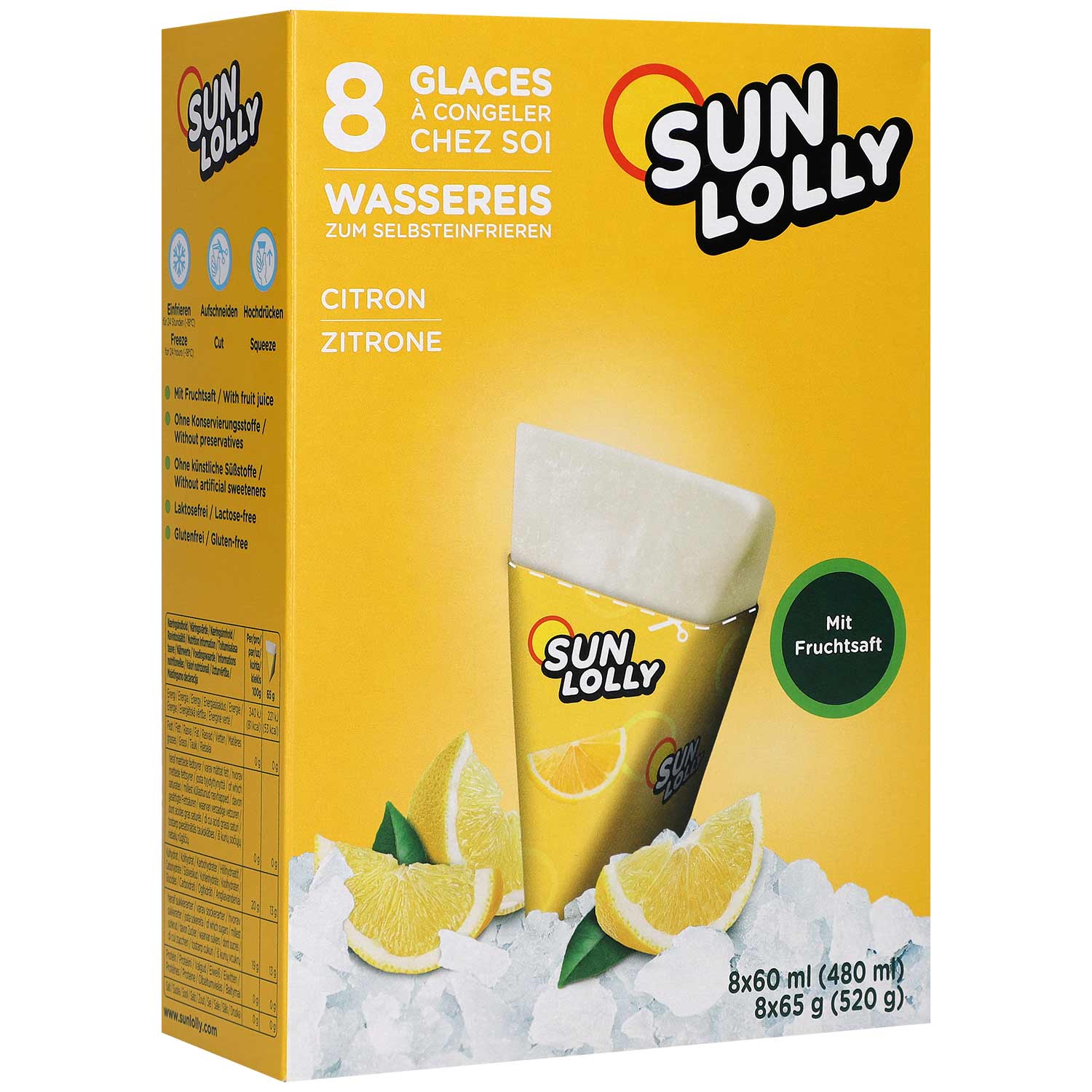 Sun Lolly Wassereis Zitrone 8er