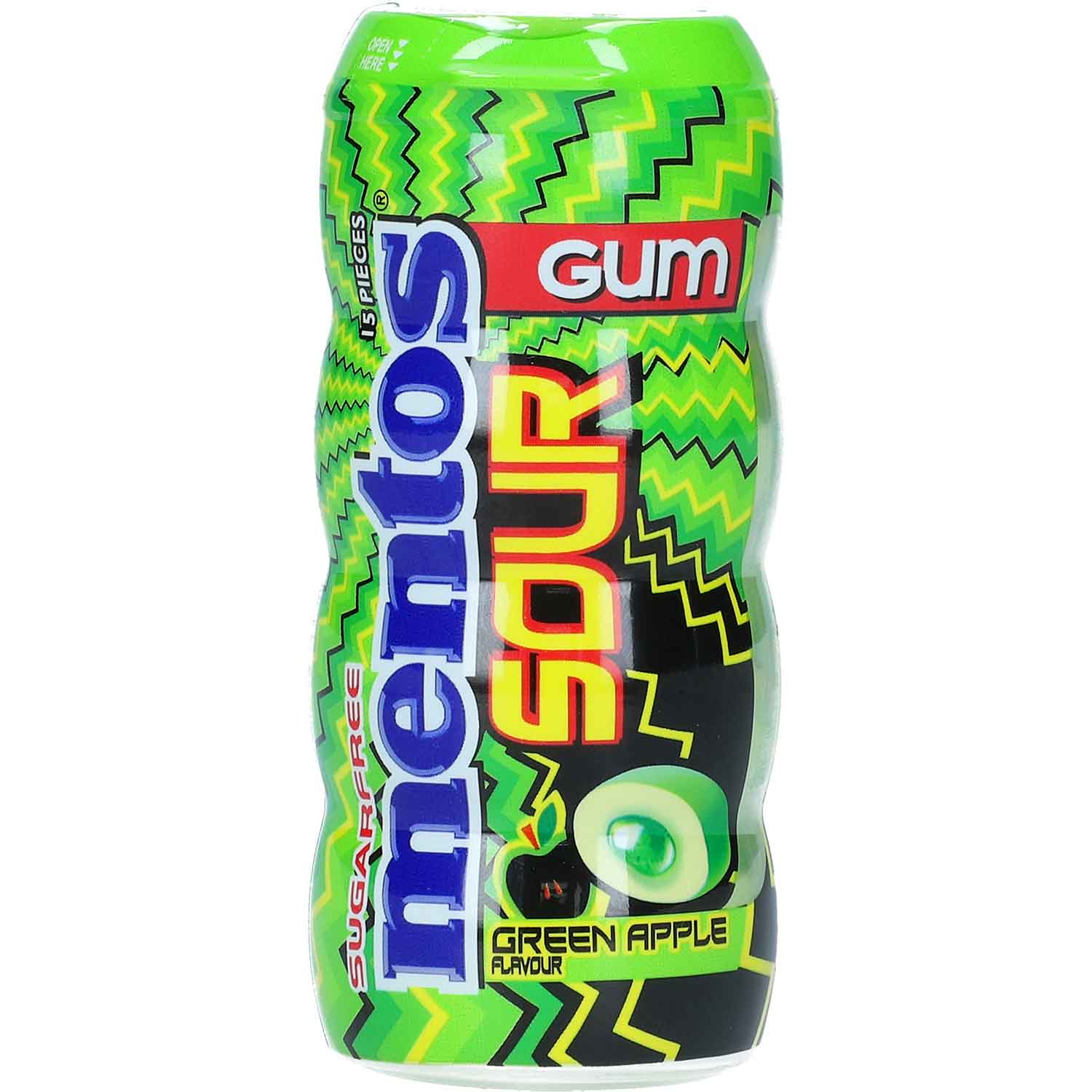 mentos Gum Sour Green Apple zuckerfrei 15er