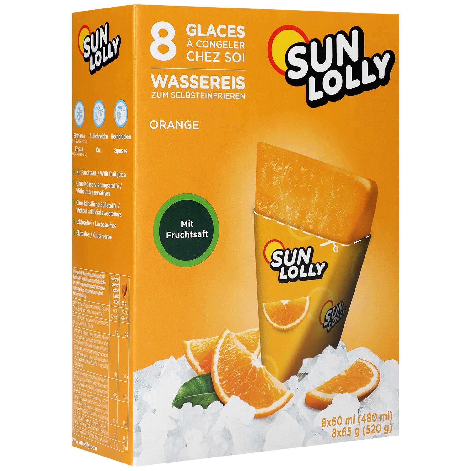 Sun Lolly Wassereis Orange 8er