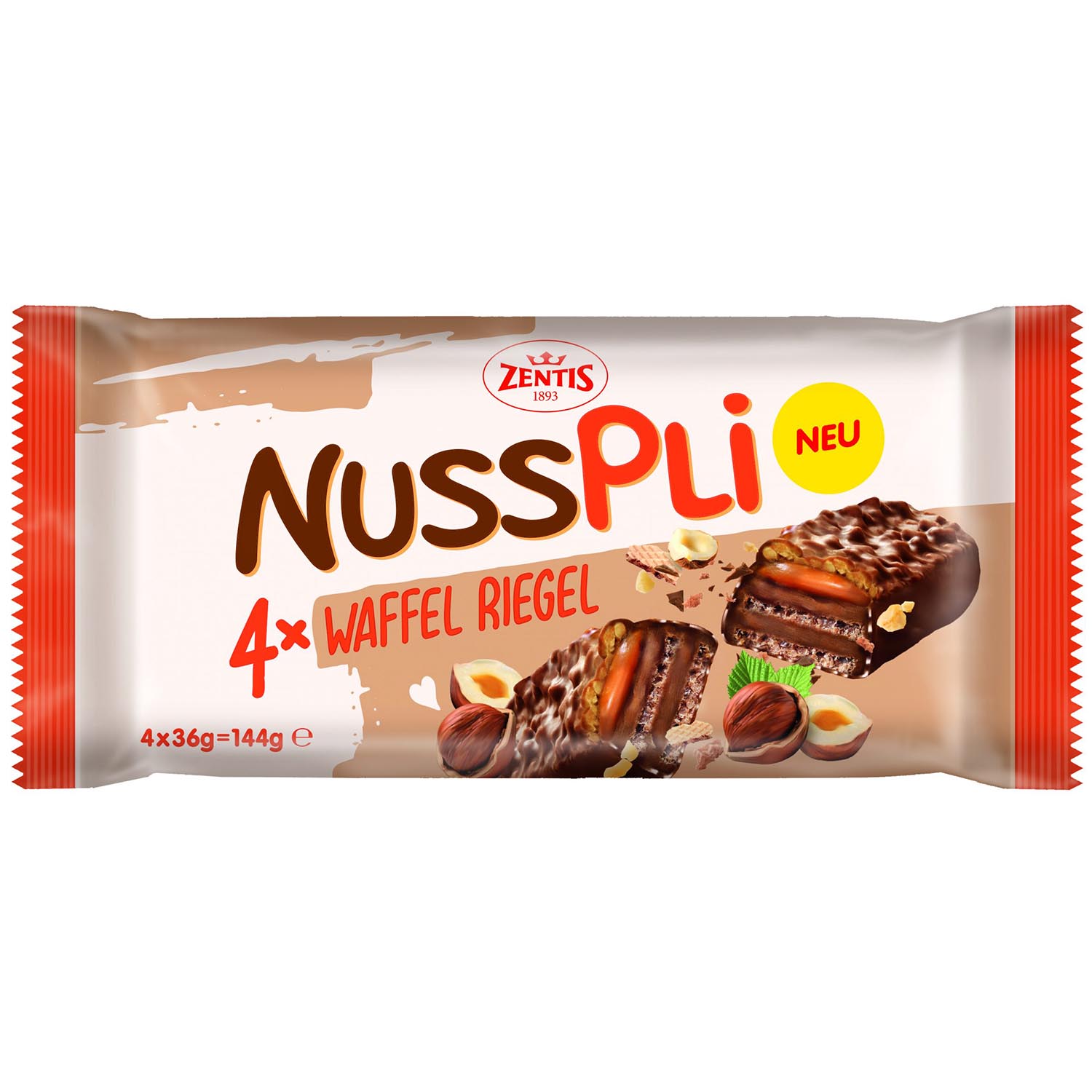 Zentis Nusspli Waffel Riegel 4er