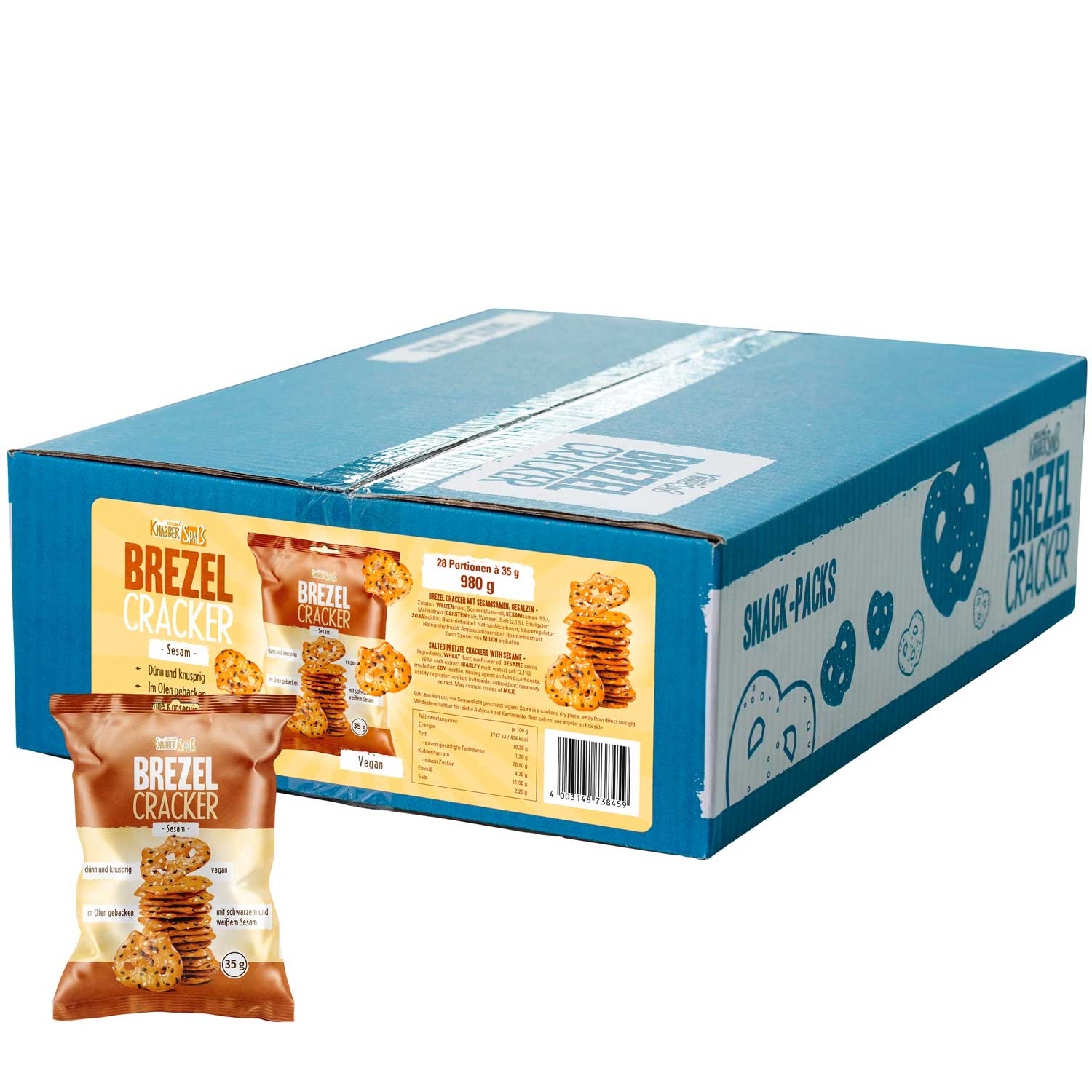 Hellma Knabberspaß Brezel Cracker Sesam 28x35g