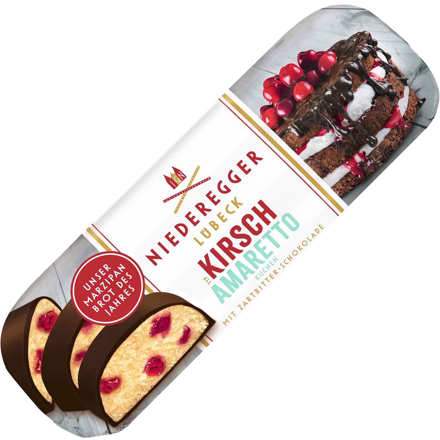 Niederegger Marzipan Brot des Jahres 2023 Typ Kirsch Amaretto Kuchen 125g