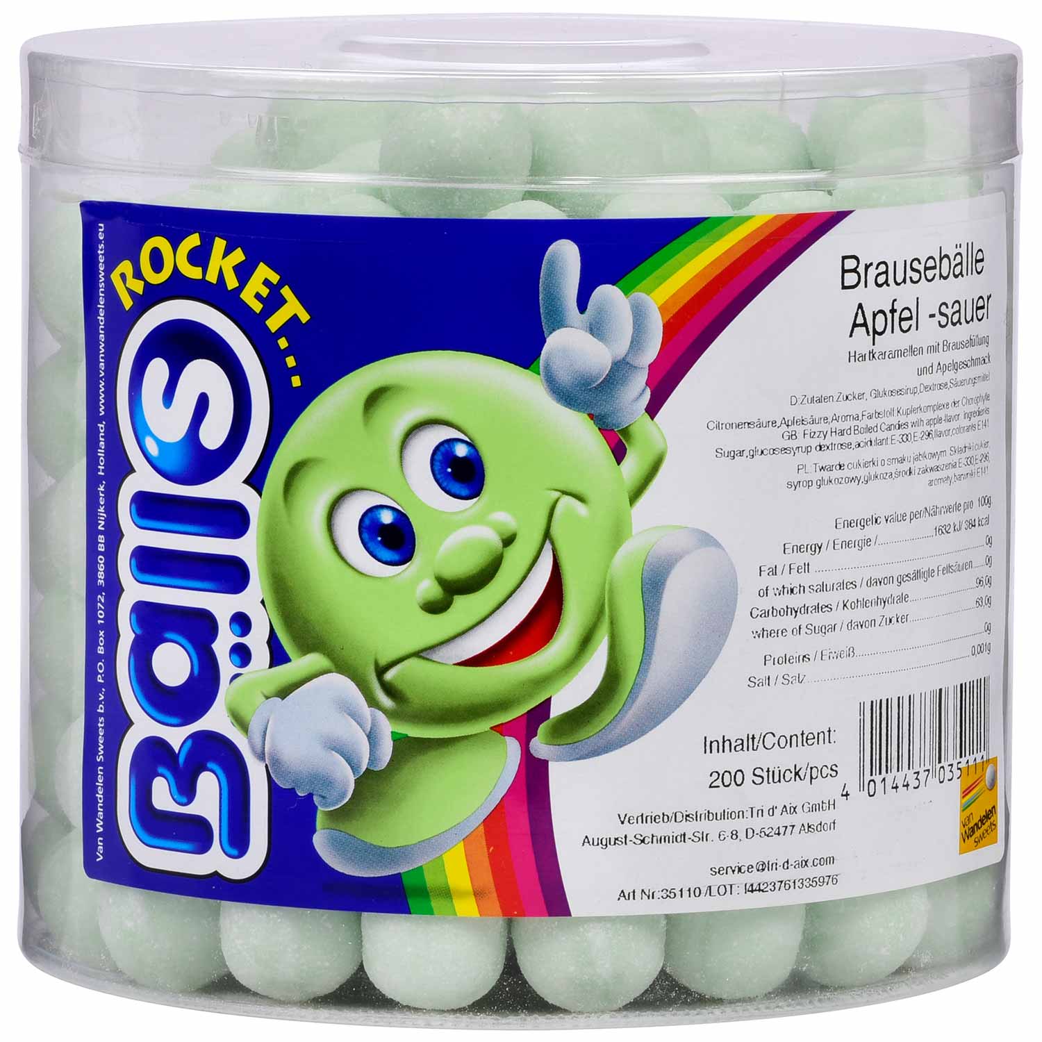 Rocket Balls Brausebälle Apfel sauer 200er