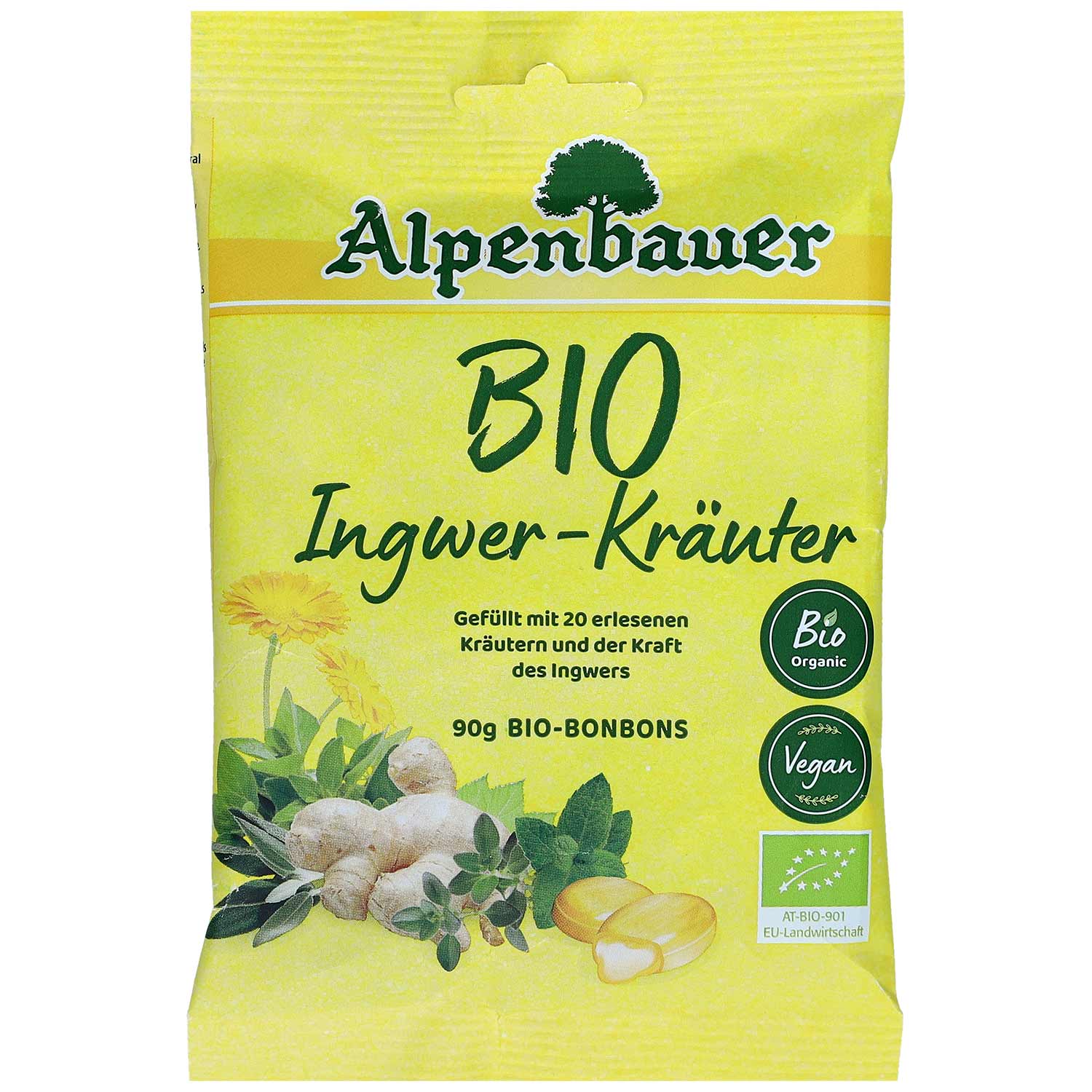 Alpenbauer Bio Ingwer-Kräuter Bonbons 90g