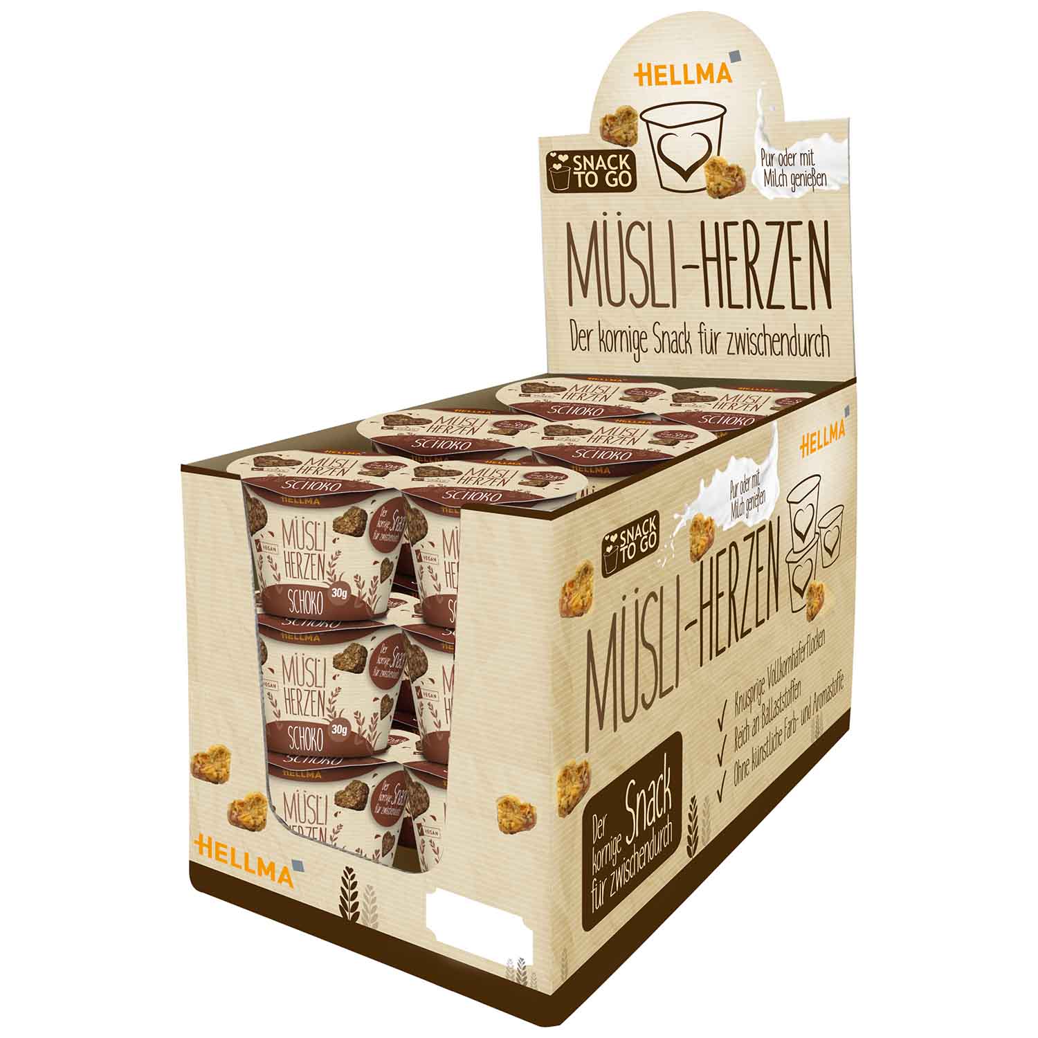 Hellma Müsli Herzen Schoko 18x30g