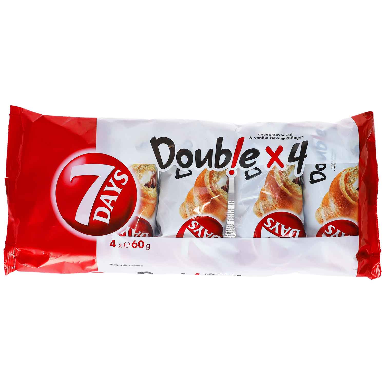 7Days Double Croissant Kakao & Vanille 4x60g