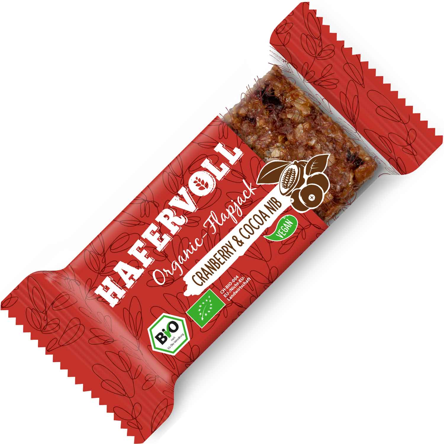 Hafervoll Organic-Flapjack Cranberry & Cocoa Nib 60g