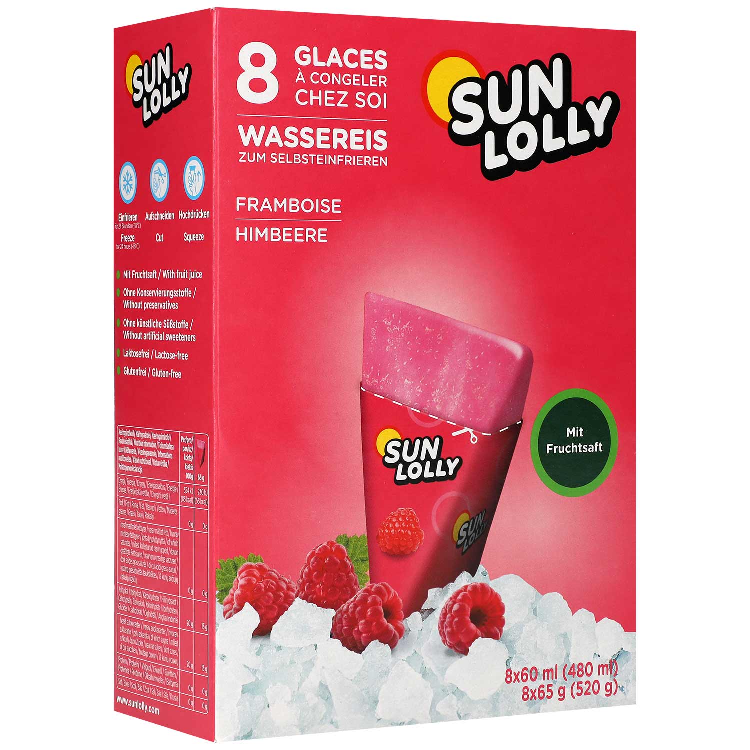 Sun Lolly Wassereis Himbeere 8er