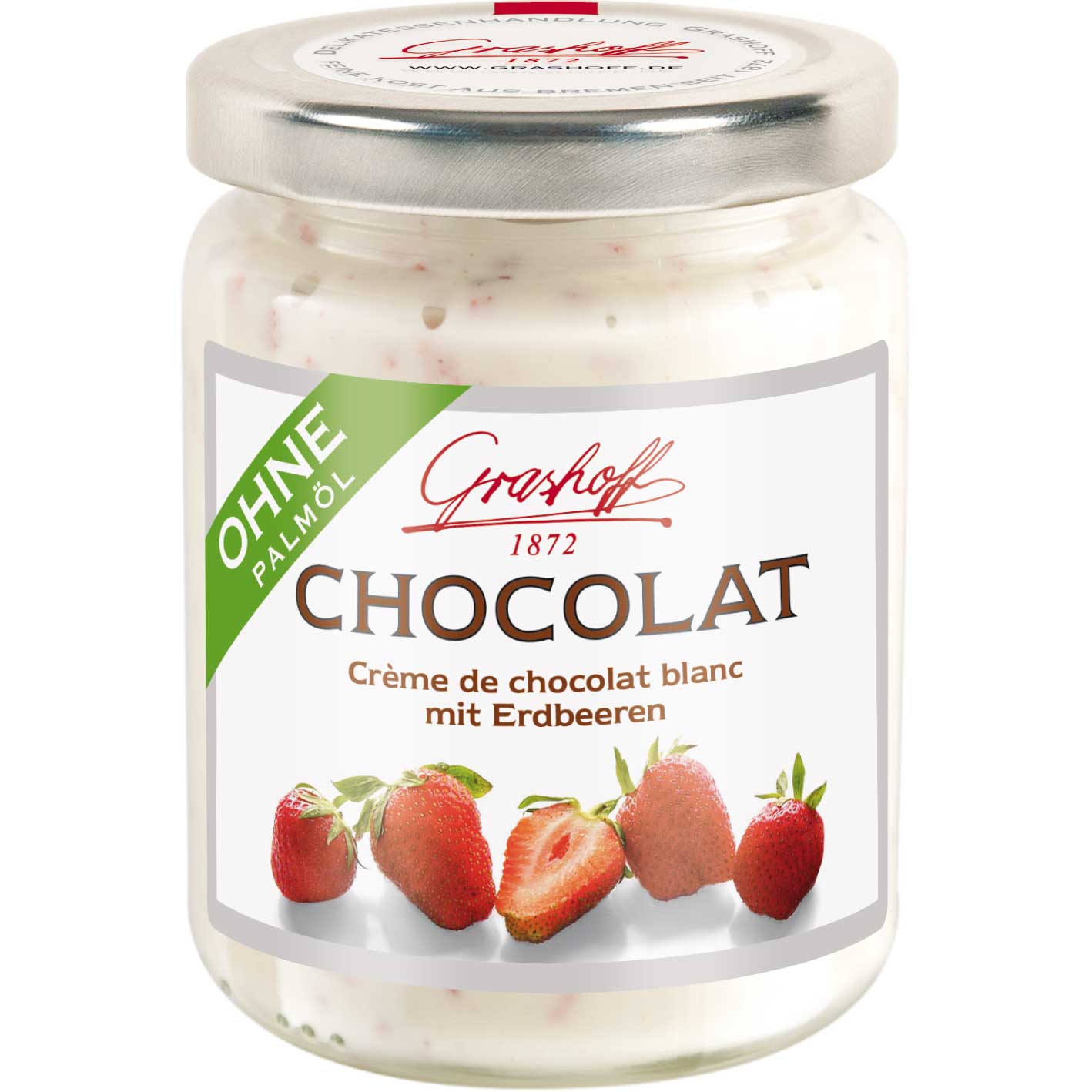 Grashoff Chocolat Crème de chocolat blanc mit Erdbeeren 250g