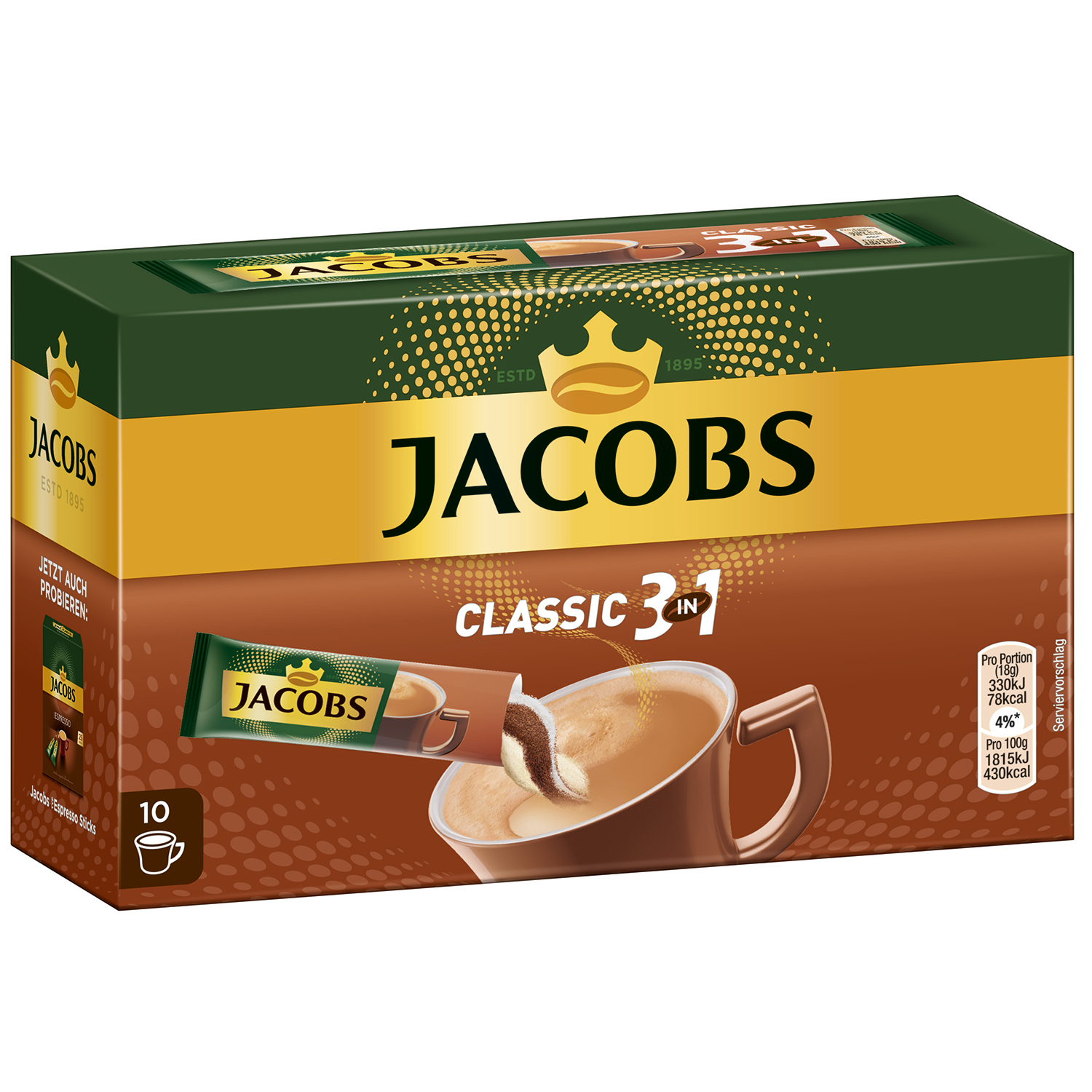 Jacobs Classic 3in1 Sticks 10er