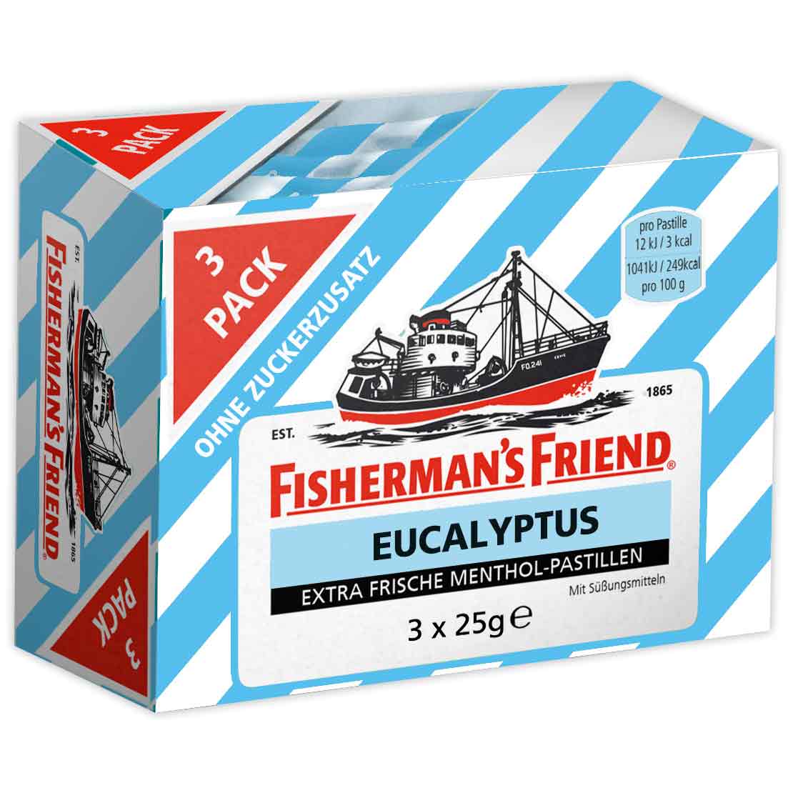 Fisherman's Friend Eucalyptus ohne Zuckerzusatz 3x25g