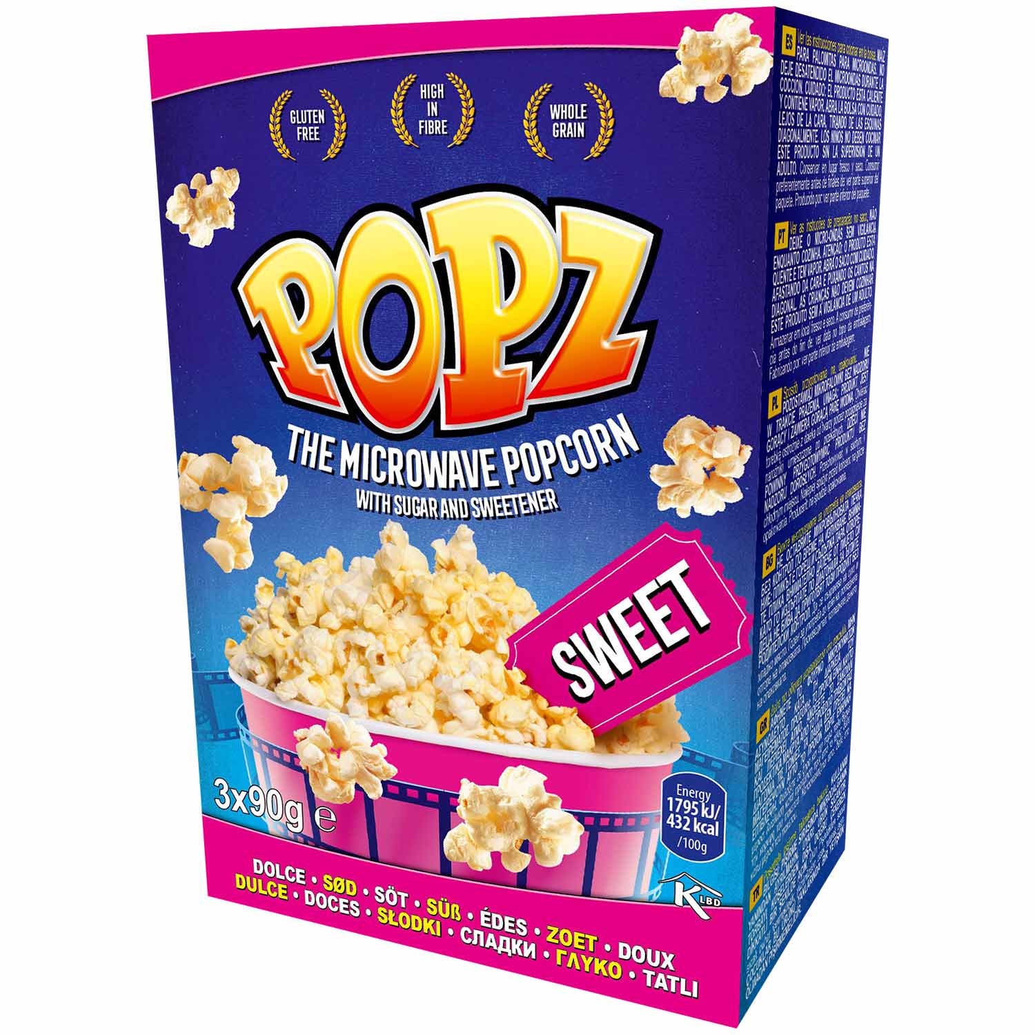 POPZ Mikrowellen-Popcorn Sweet 3x90g