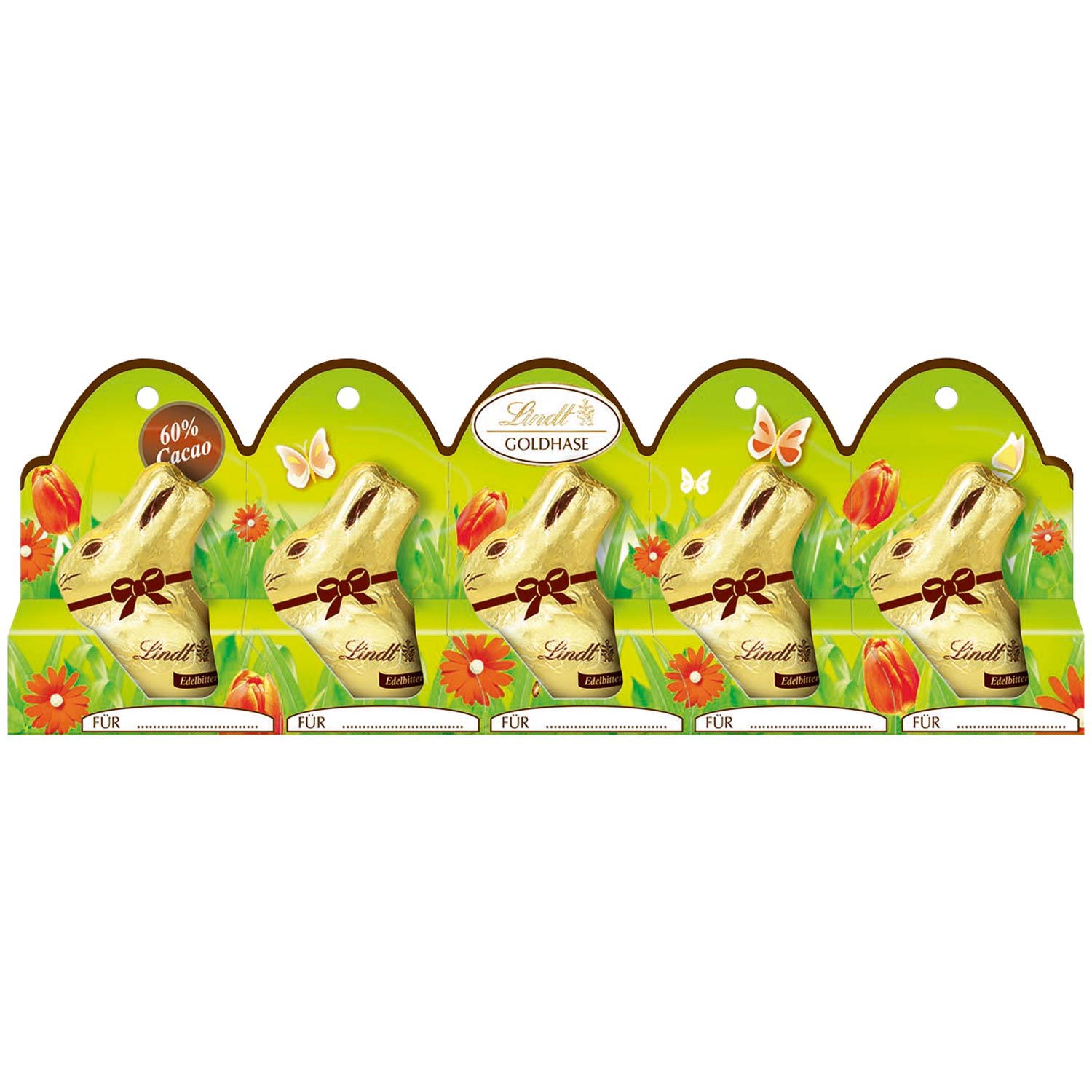 Lindt Mini-Goldhasen Edelbitter 60% Cacao 5er
