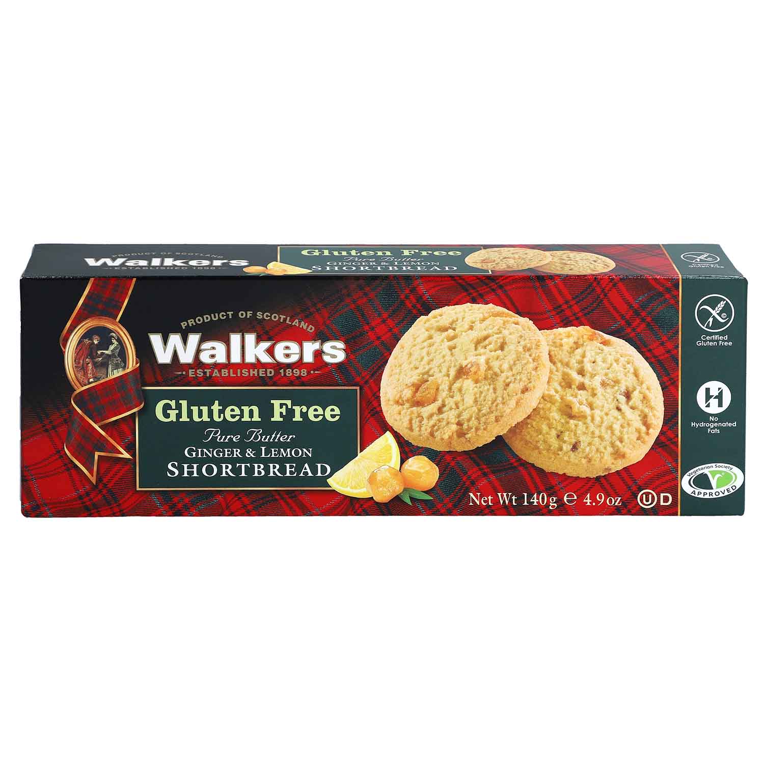 Walkers Gluten Free Pure Butter Ginger & Lemon Shortbread 140g