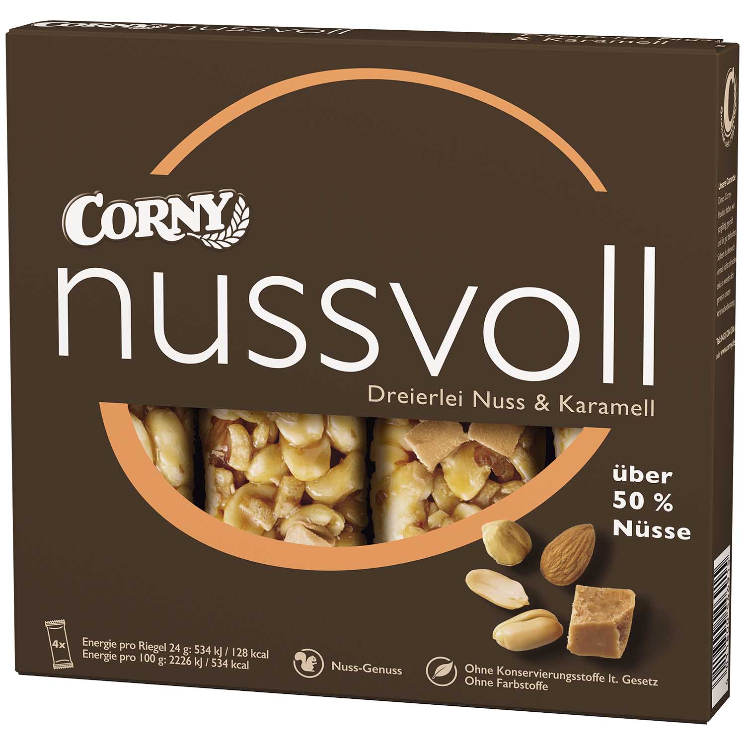 Corny nussvoll Dreierlei Nuss & Karamell 4x24g