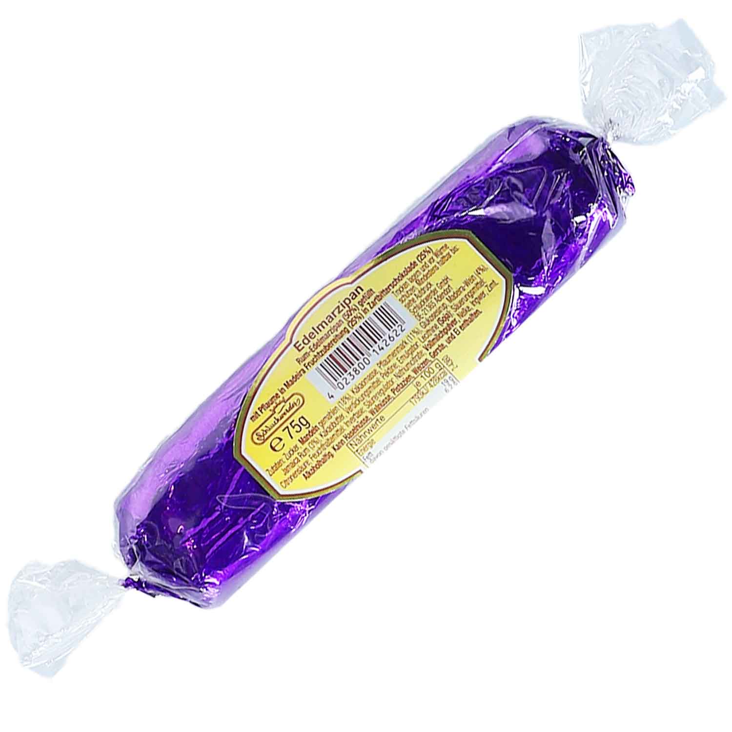 Schluckwerder Edelmarzipan Baumstamm Pflaume in Madeira 75g