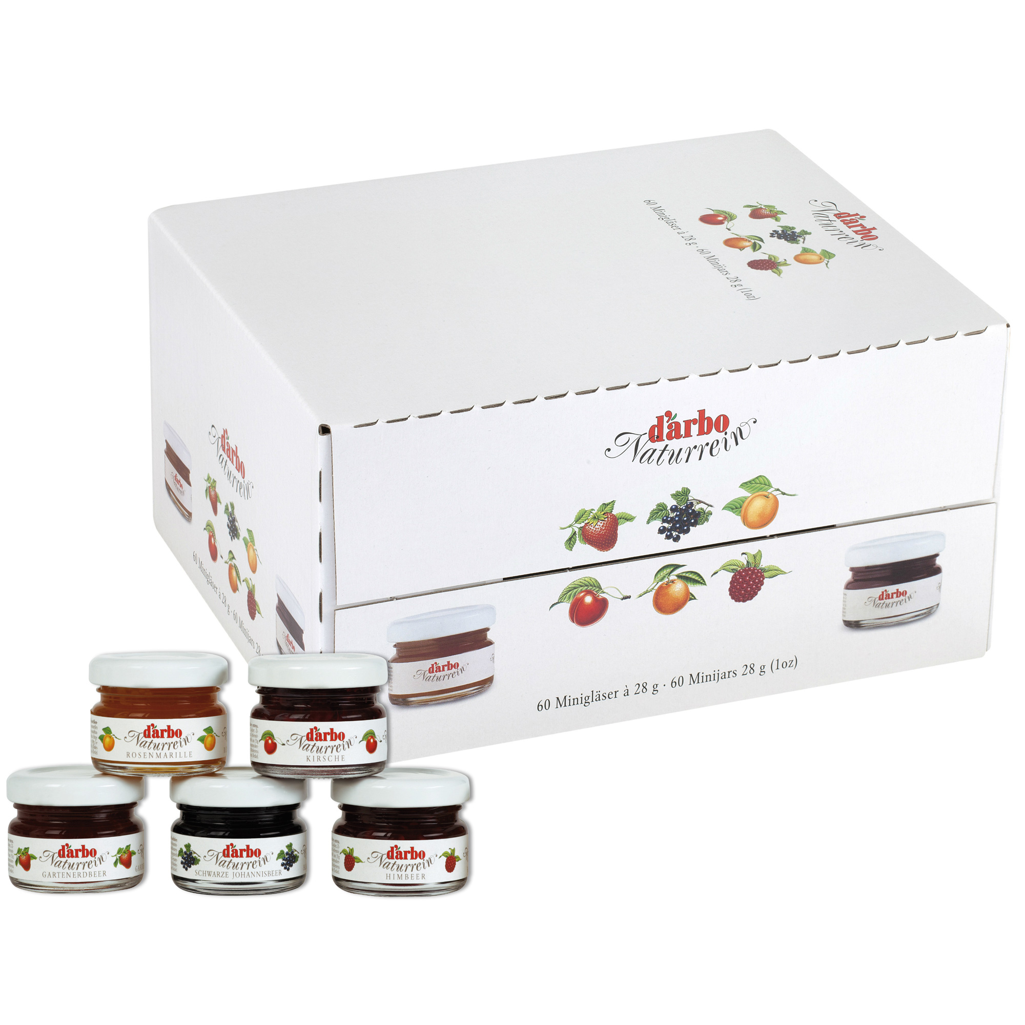 d'arbo Naturrein Sortiment Konfitüre Extra Minigläser 60x28g