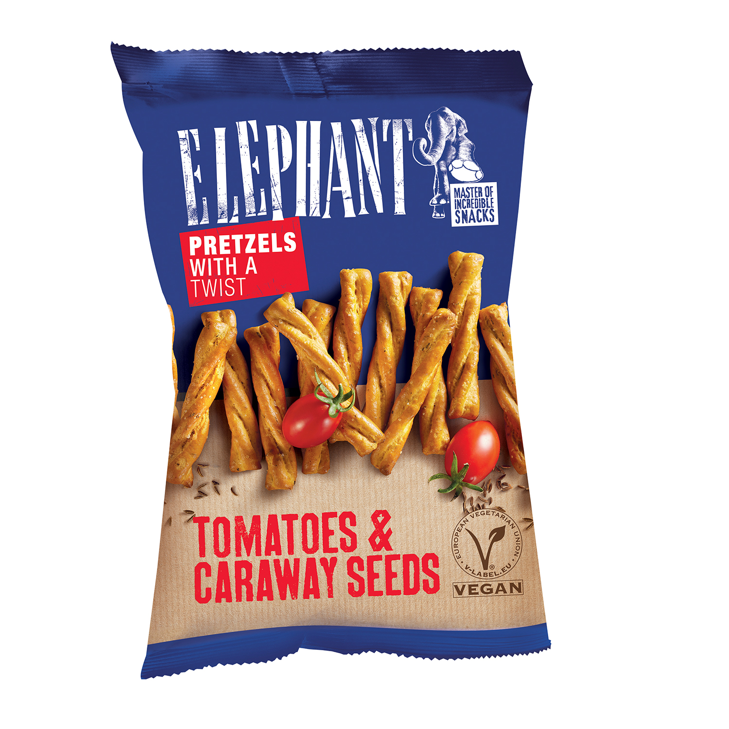 Elephant Twisted Pretzels Tomatoes & Caraway 160g