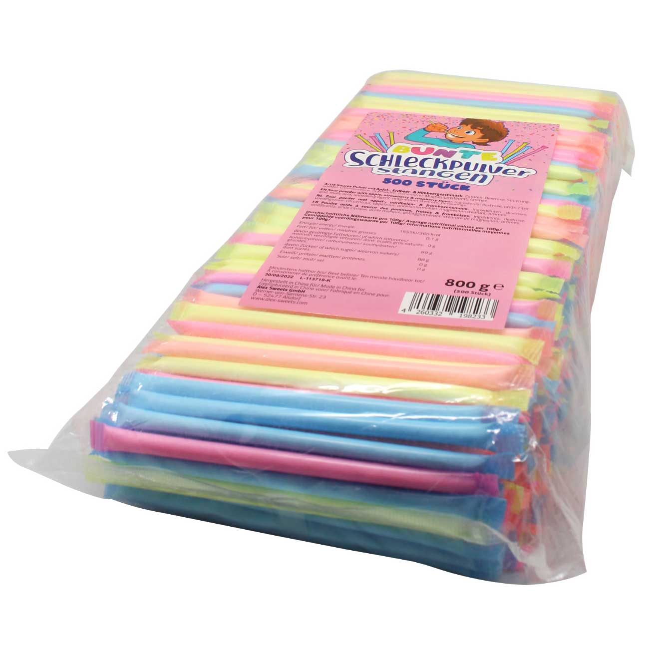 Bunte Schleckpulverstangen 500er