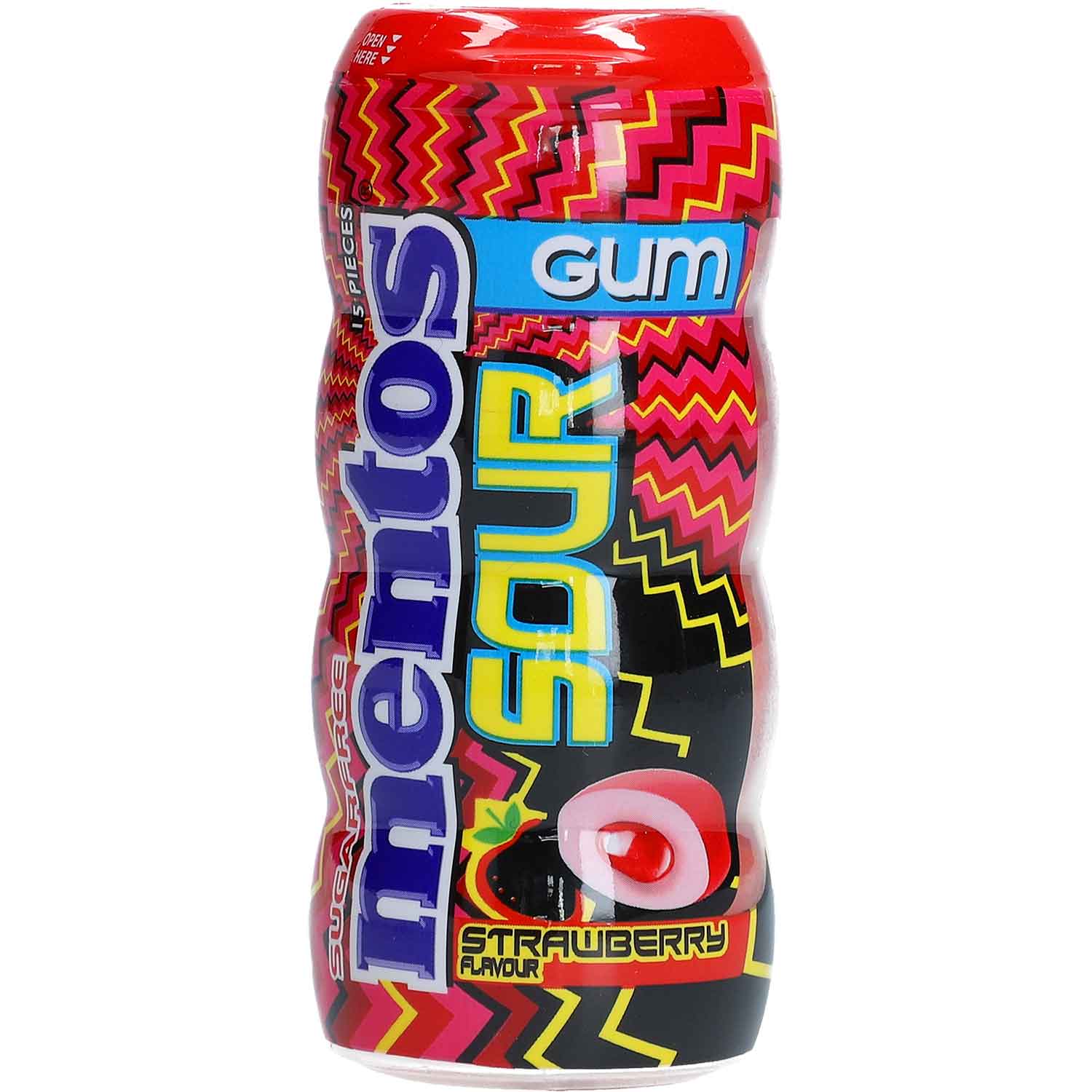 mentos Gum Sour Strawberry zuckerfrei 15er