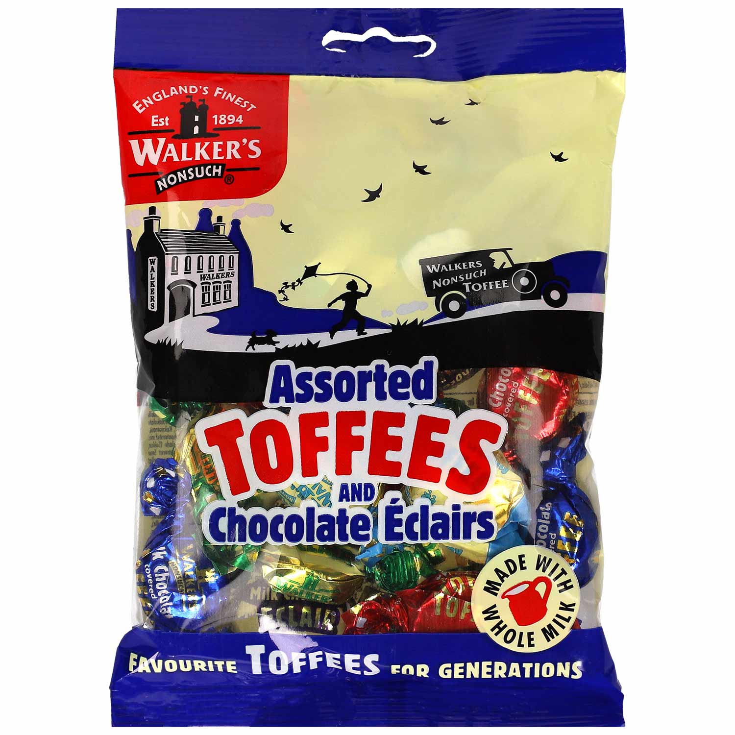 Walker's Nonsuch Assorted Toffees and Chocolate Éclairs 150g