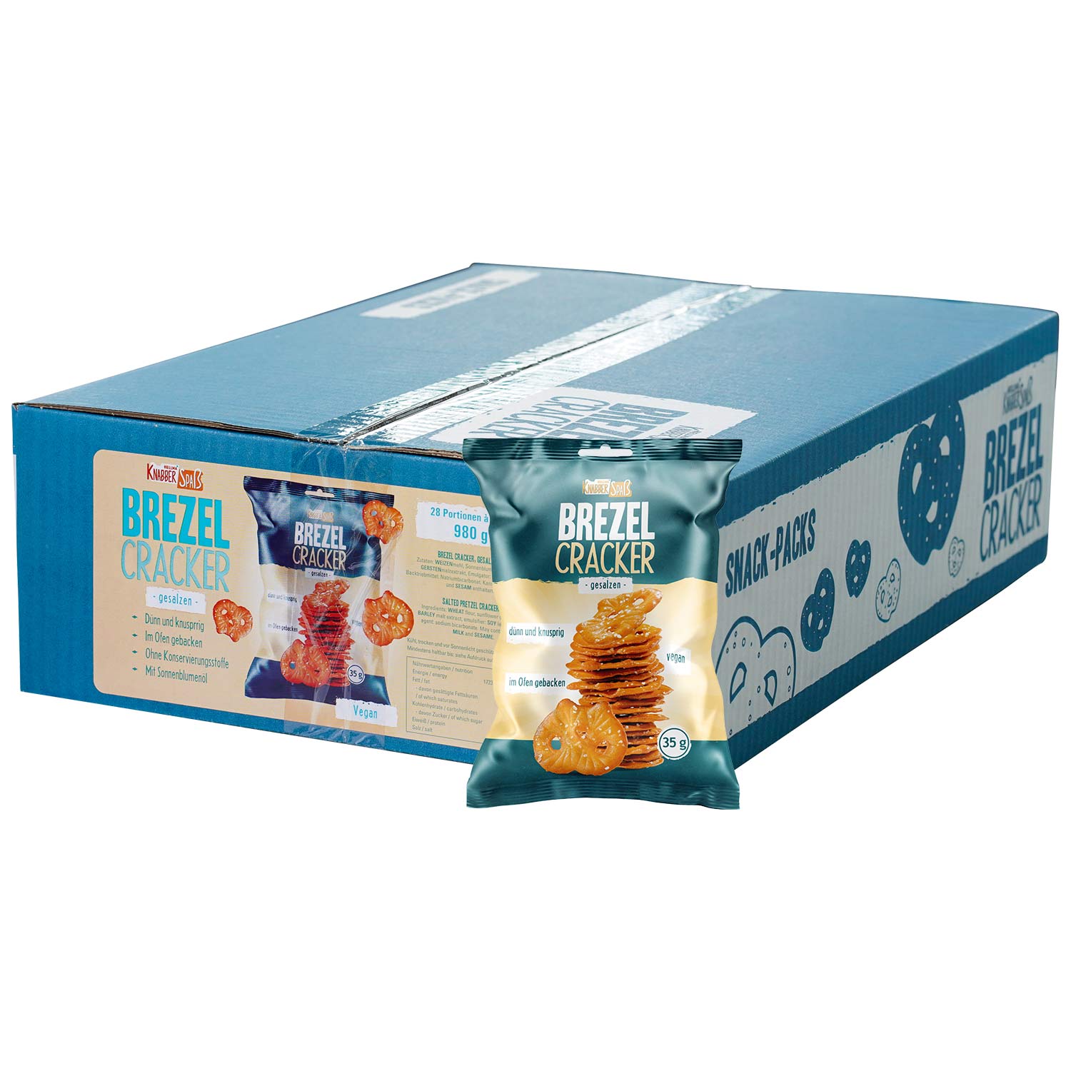 Hellma Knabberspaß Brezel Cracker gesalzen 28x35g