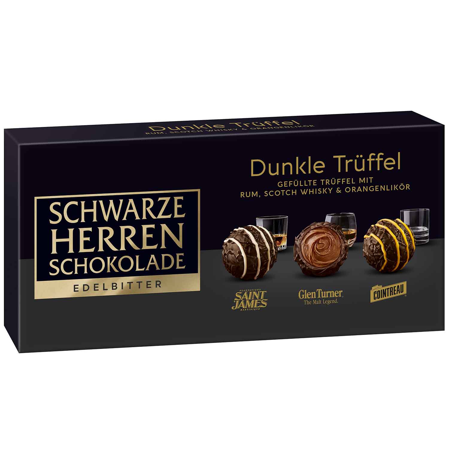 Schwarze Herren Schokolade Edelbitter Dunkle Trüffel 125g
