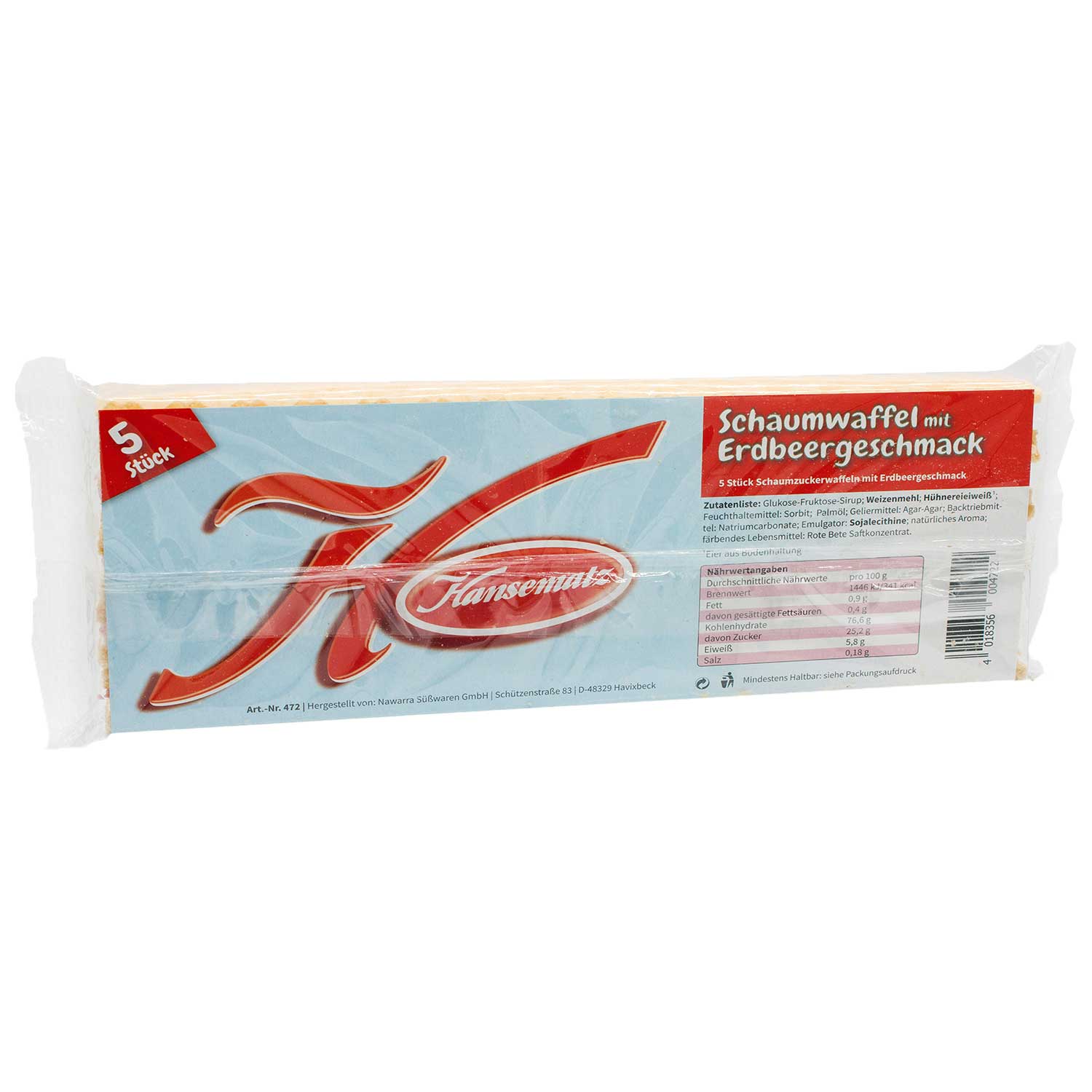 Hansematz Schaumwaffel mit Erdbeergeschmack 5er